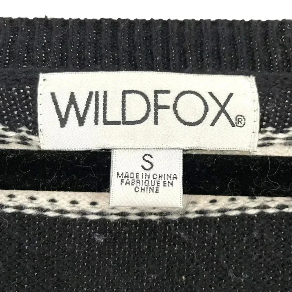 Wildfox Distressed Striped Vneck Sweater Black White